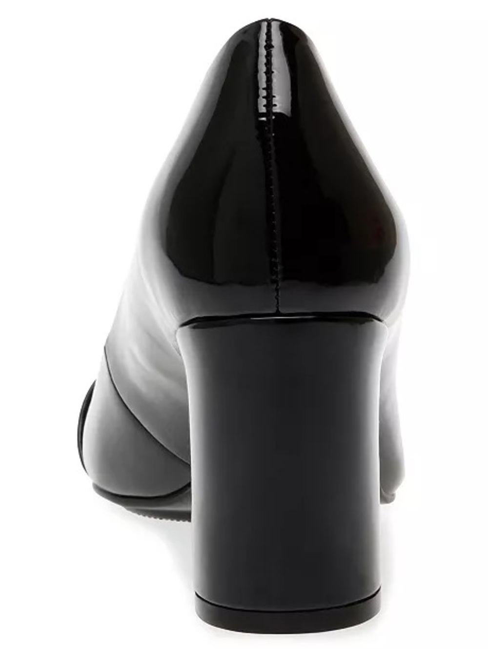 Anne Klein Black Patent Block Heel Pumps with Decorative Buckle - Picture 3 of 10
